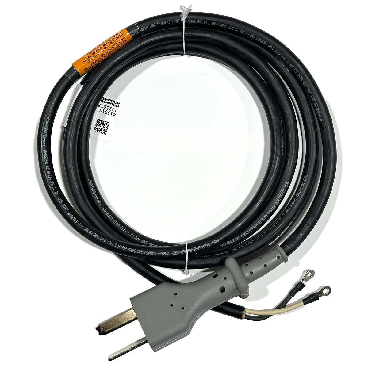 Summit Series II DC cordset for 650W/1050W chargers, Lester gray 2-blade plug with ring terminal connectors.